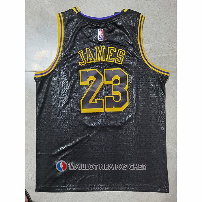 Maillot Los Angeles Lakers LeBron James NO 23 Crenshaw Black Mamba Noir